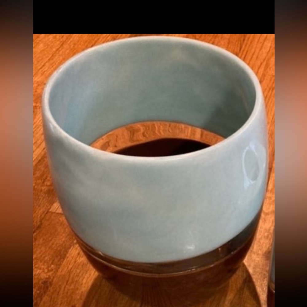 Croscill blue brown and silverr waste basket